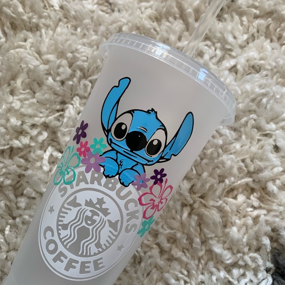 Starbucks / stitch inspired cold cup * frosted 24oz large cup - Picture 2 of 3